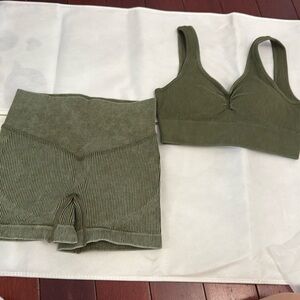 TC Athletics Ribbed Army Green 2 Peice Set
